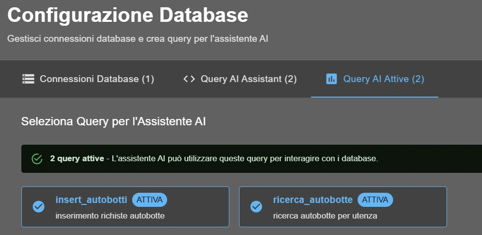 Attivazione query come tool MCP