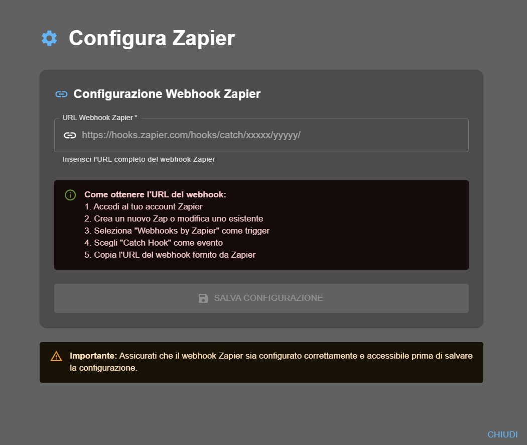 Configurazione Webhook