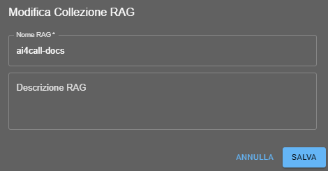 Creazione collezione RAG